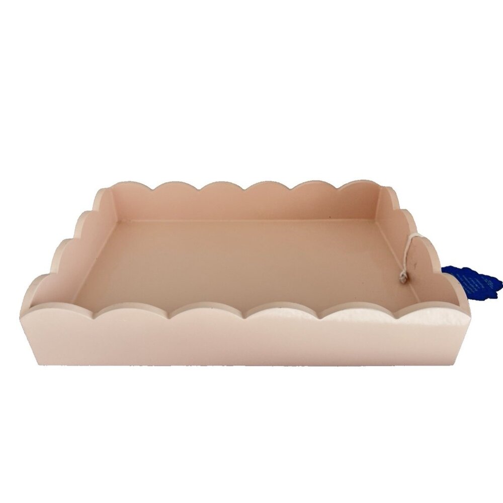 Blush Pink Vanity Tray Scalloped Edge 12"L x 8"W Makeup Organizer Dresser Pretty